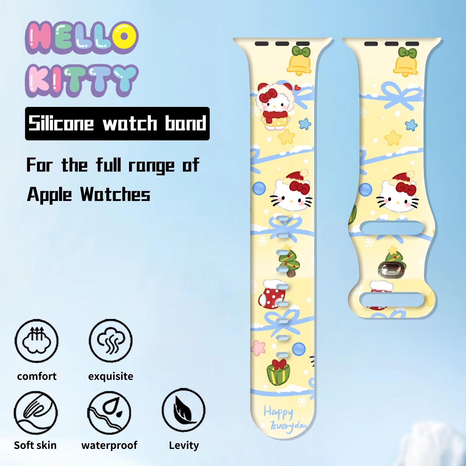 Sanrio Hello Kitty Christmas Strap for Apple Watch 9 8 7 SE 6 Silicone Band Replaceable Bracelet for Iwatch 45Mm 44Mm 42Mm 41Mm