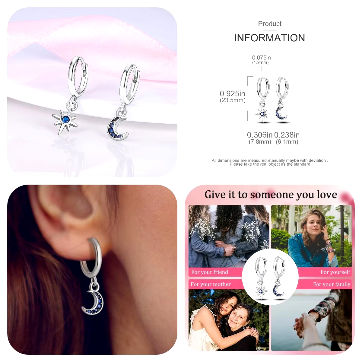 1PC Hoop Earrings Silver Plated Women Fashion Jewelry Gift for Party Anniversary