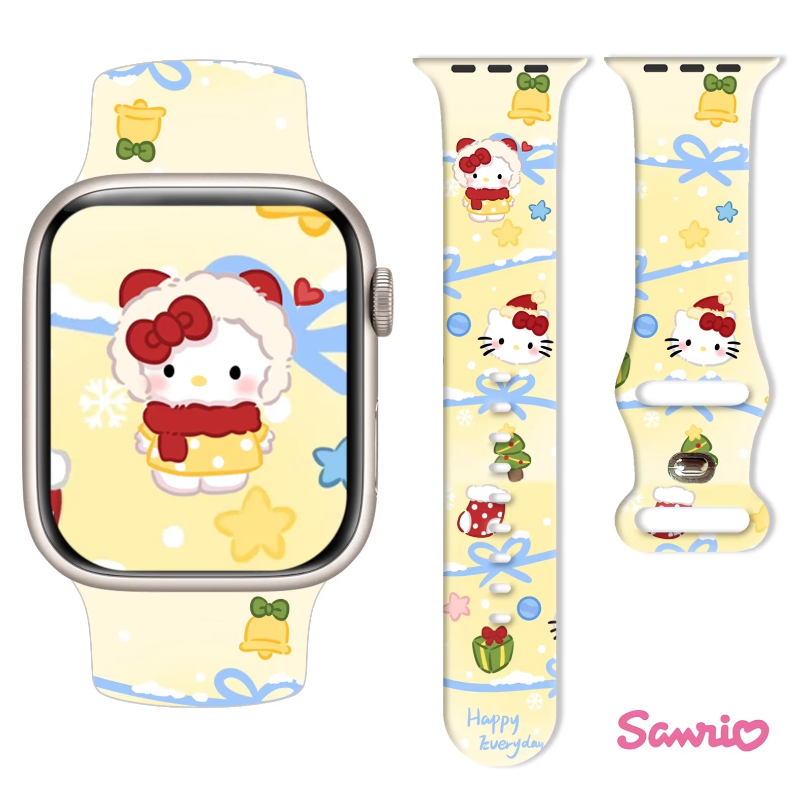 Sanrio Hello Kitty Christmas Strap for Apple Watch 9 8 7 SE 6 Silicone Band Replaceable Bracelet for Iwatch 45Mm 44Mm 42Mm 41Mm